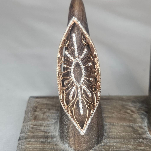 18k Gold Vermeil Over Sterling Silver Ornate Openwork Filigree Ring Sz 7 NWT - Picture 4 of 11